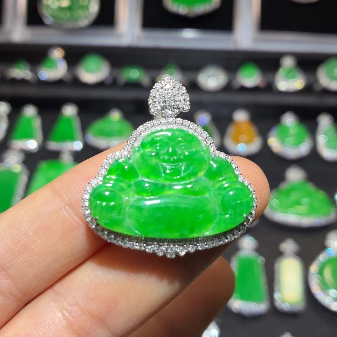 翡翠18K金镶嵌吊坠(不含链)翡翠