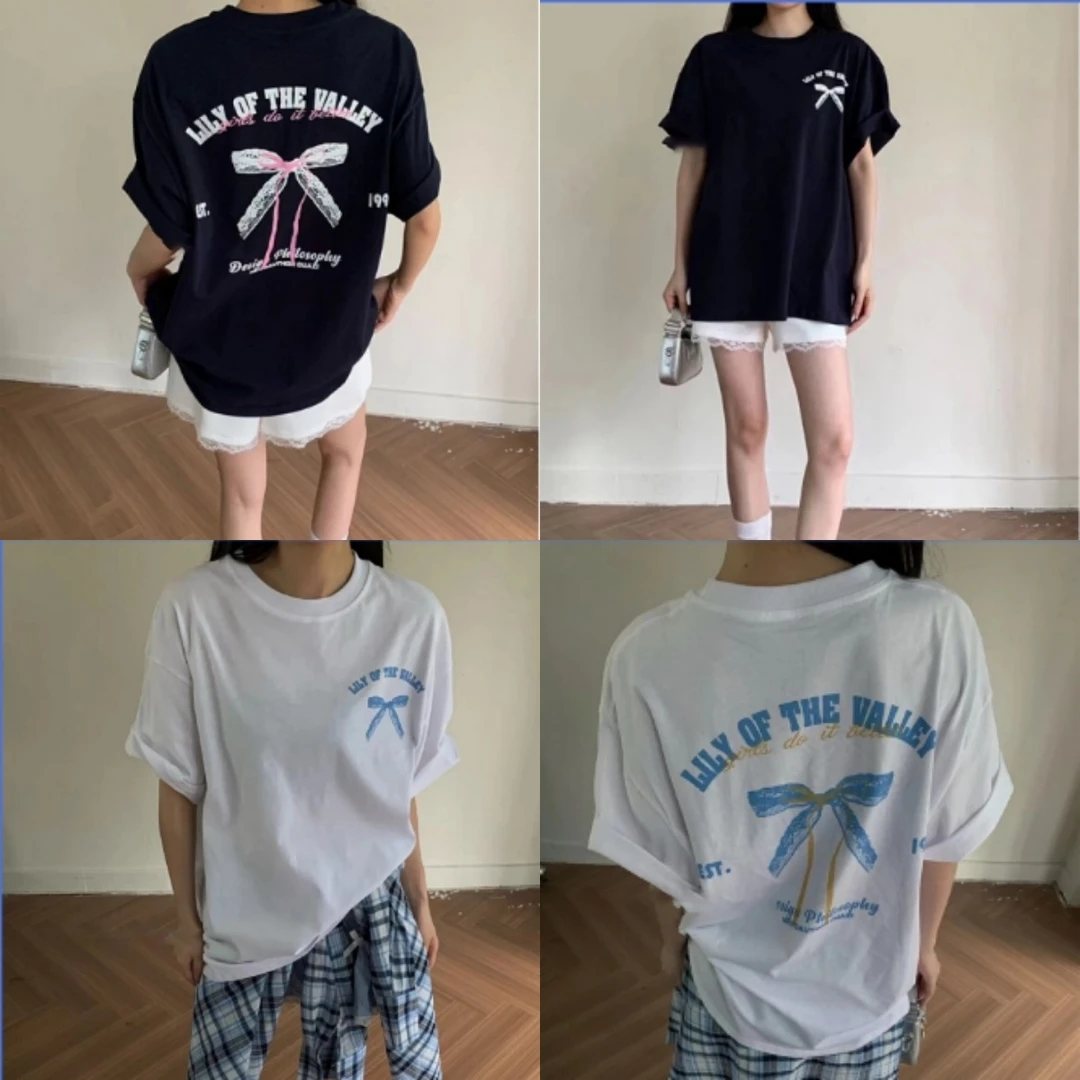 VKBMBM蕾丝蝴蝶结字母T恤VK013