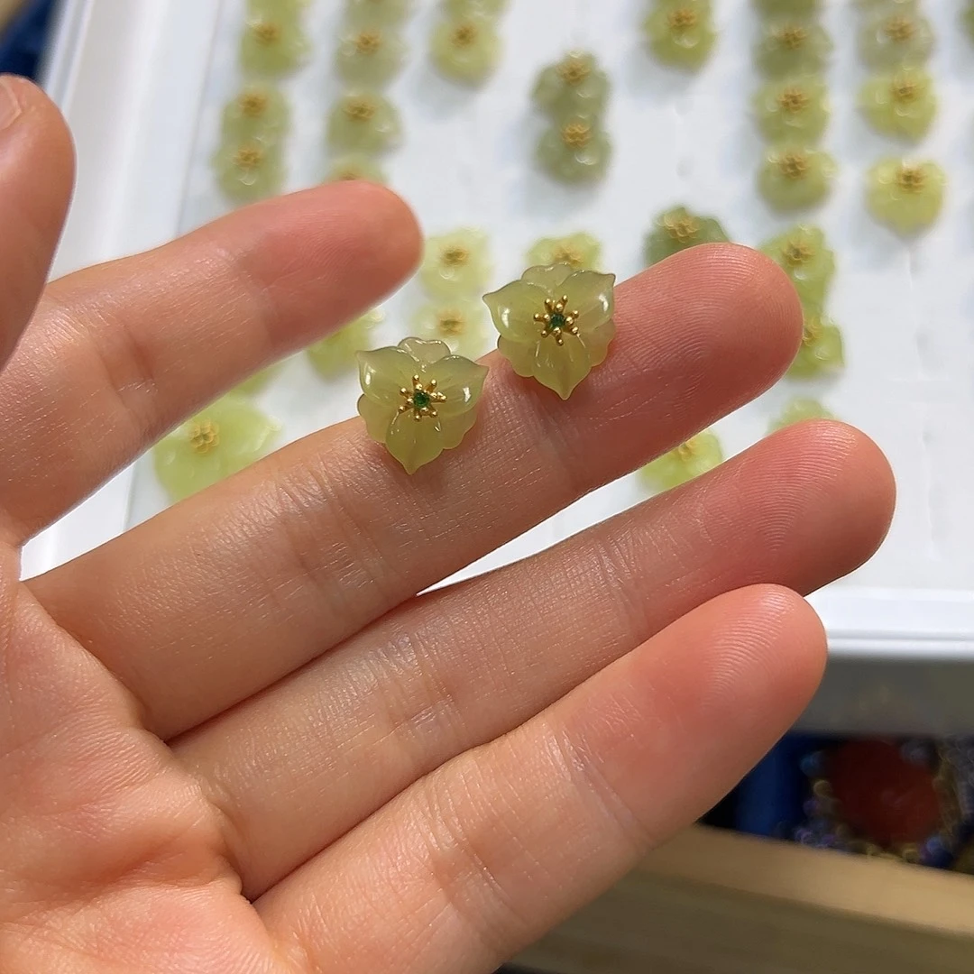 银S925镶嵌和田玉耳饰用**娜