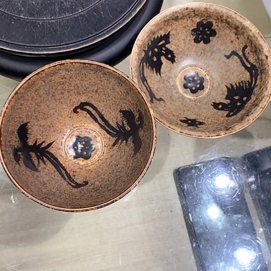 碗墨*行吉州窑剪纸碗2只