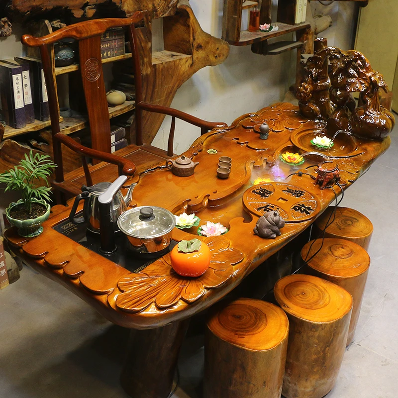 楠木根雕茶台整体树根茶桌椅组合茶几家具树头家用HC10565