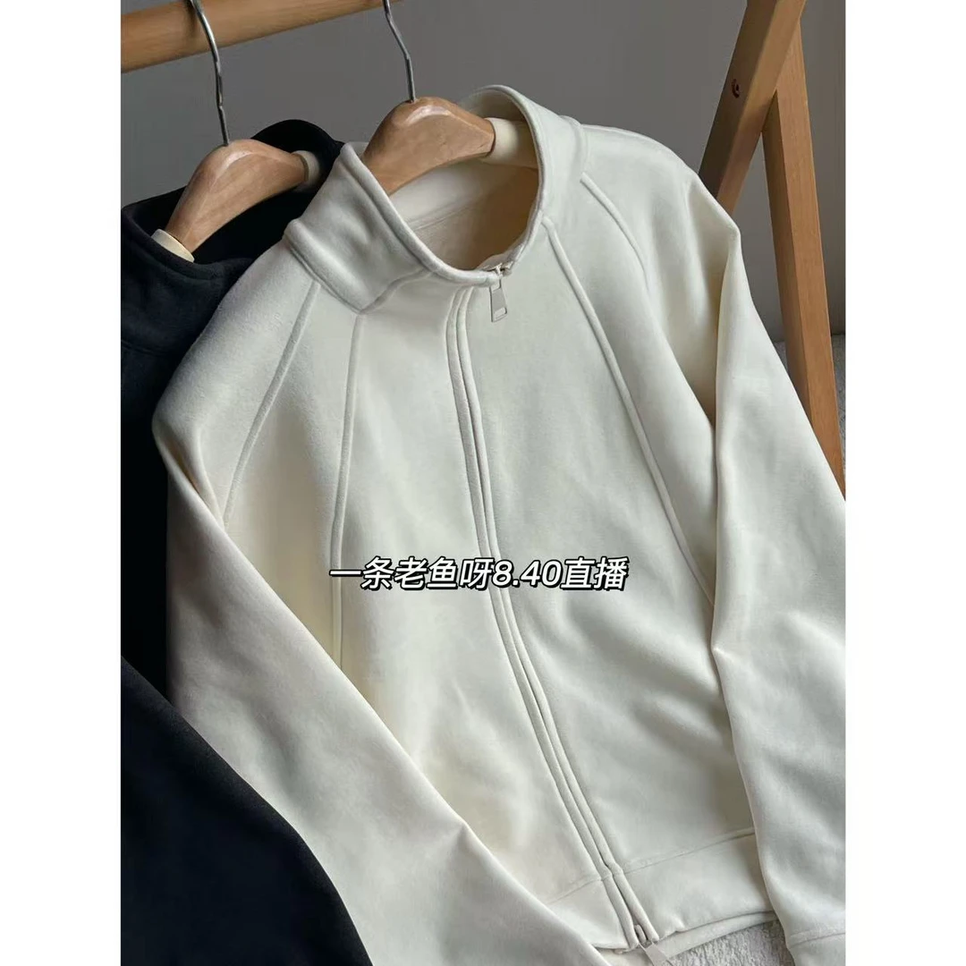 U 含羊毛宽松立领卫衣外套女 秋冬宽松拉链外套1720