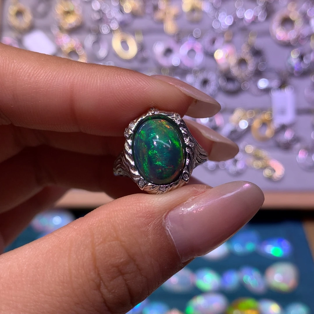 药***兄欧泊银S925镶嵌戒指款