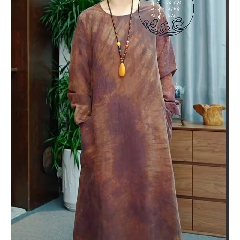 『 露露高定 』非遗国风香云纱长款遮肉显瘦长款连衣裙23-Z538-2