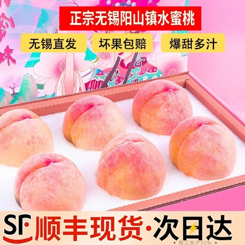 正宗无锡水蜜桃阳山水蜜桃子纯甜多水白凤新鲜水果8-12枚礼盒装