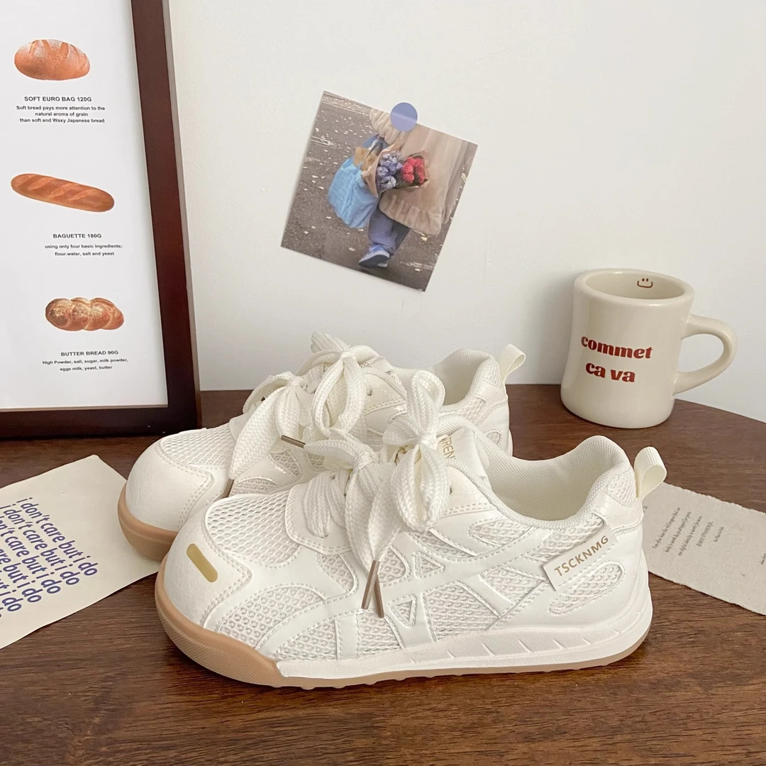 新百伦百搭透网小白鞋女德训2025夏季新款小众薄款阿甘运动板鞋女