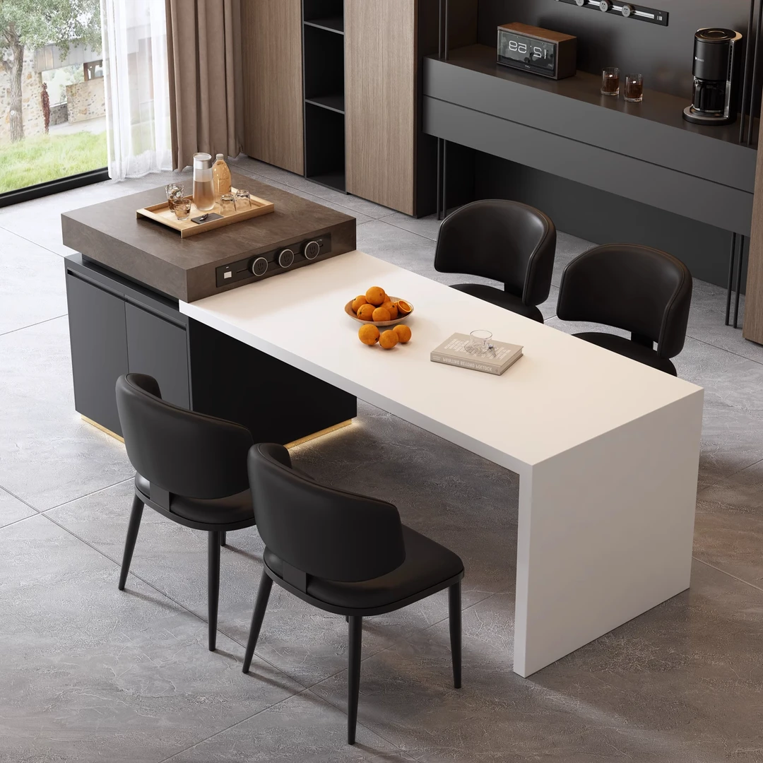 【前10单抢 升级全岩板】高定系列 岛台餐桌一体可伸缩全岩板中导台