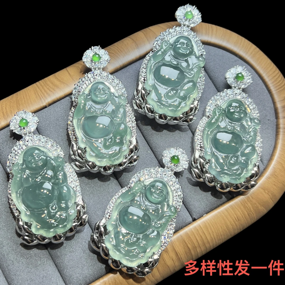 【红旭玉麟】天然翡翠A货蓝水逍遥佛公 多样性发一件
