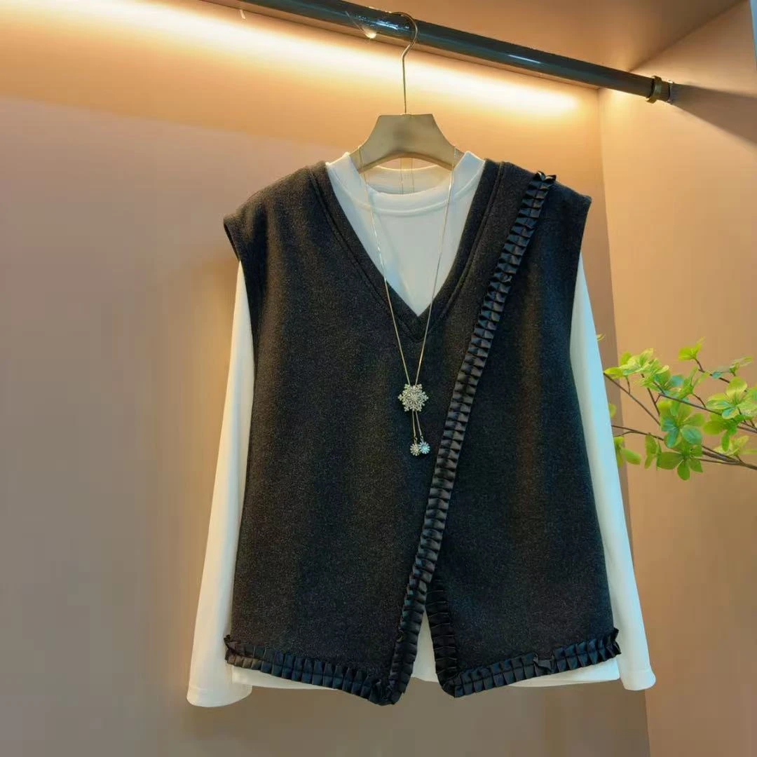 新款洋气显瘦宽松轻奢遮肉百搭时尚气质两件套（衣63左右）