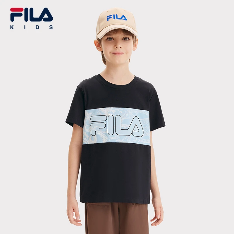 【斐乐儿童】2025年夏季中大童时尚运动印花短袖T恤K12B512103