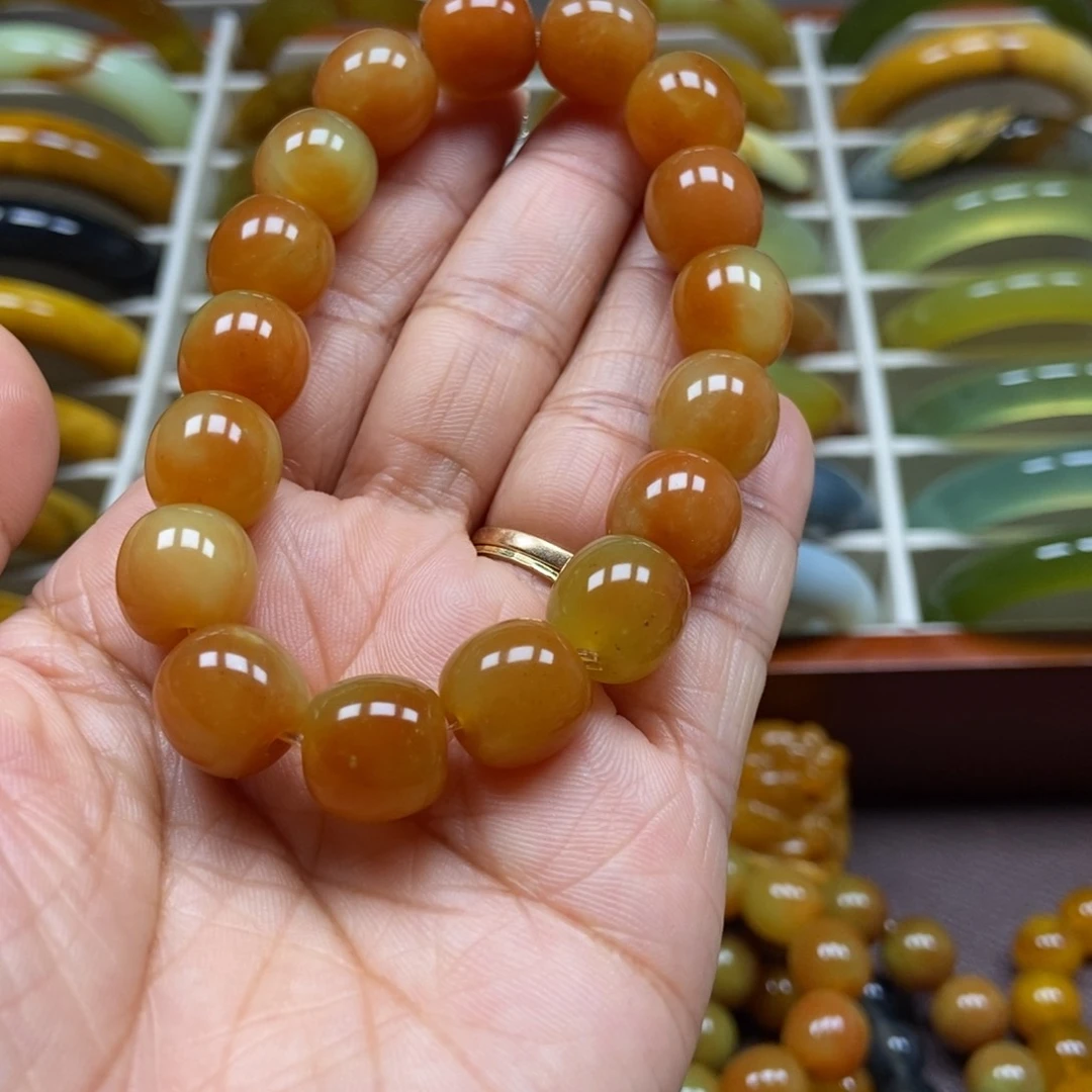 灰***子未镶嵌蛇纹石玉手串