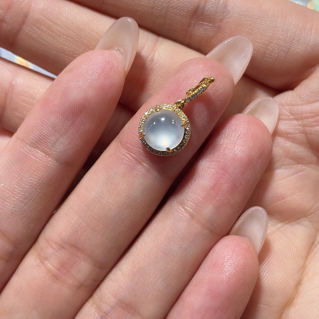 翡翠18K金镶嵌吊坠(不含链)大***户