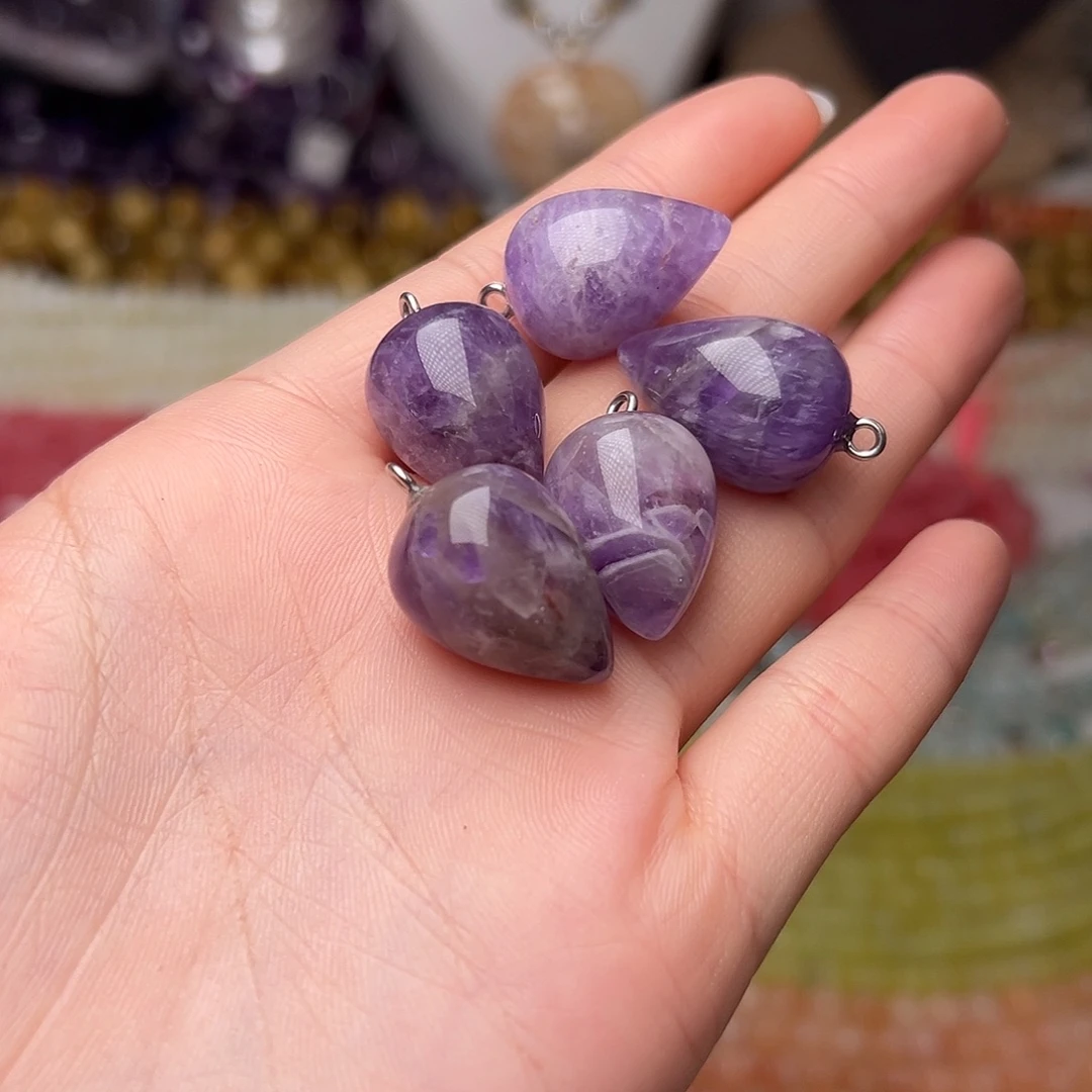 玛瑙/玉髓合金珠宝半成品Y388 天然梦幻紫水晶吊坠一个