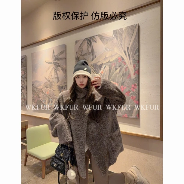 【WK】“半熟冬日”南非进口LACON拉贡双穿羊皮毛一体皮草外套 K61130