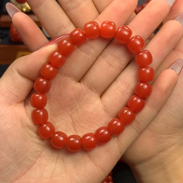 南红玛瑙未镶嵌9+柿子红老型手串