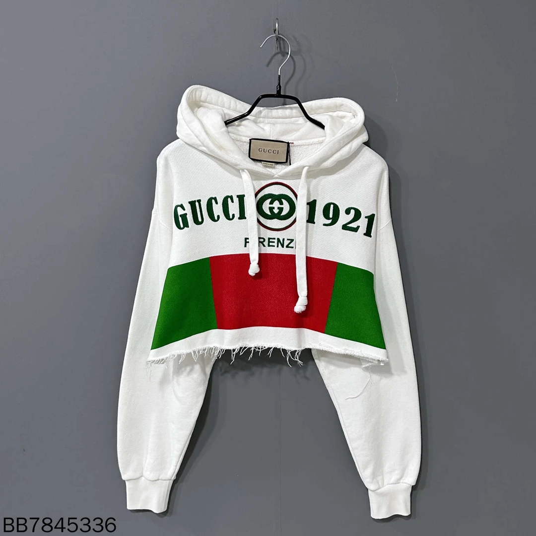 99新 GUCCI/古驰 红绿条纹logo短帽衫/XS码/45336