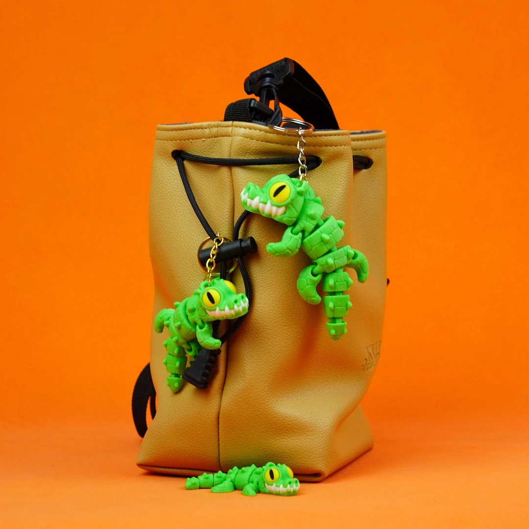 小鳄鱼挂件鳄鱼摆件手机钥匙扣包包可爱动物挂件关节可动冰箱贴