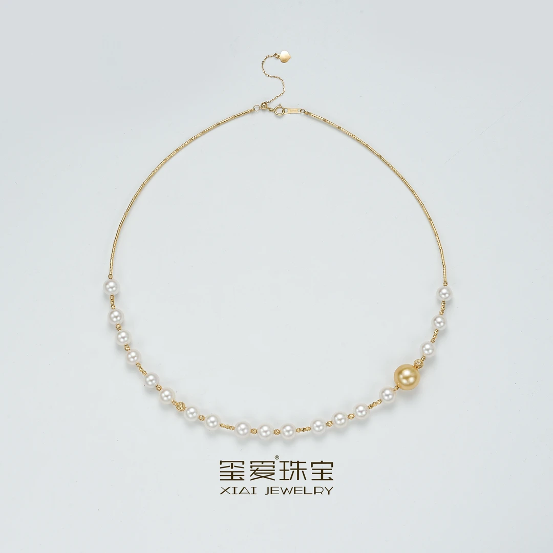【玺爱门门】MM-13093天然海水南洋金珠akoya设计项链18K金 10-11mm