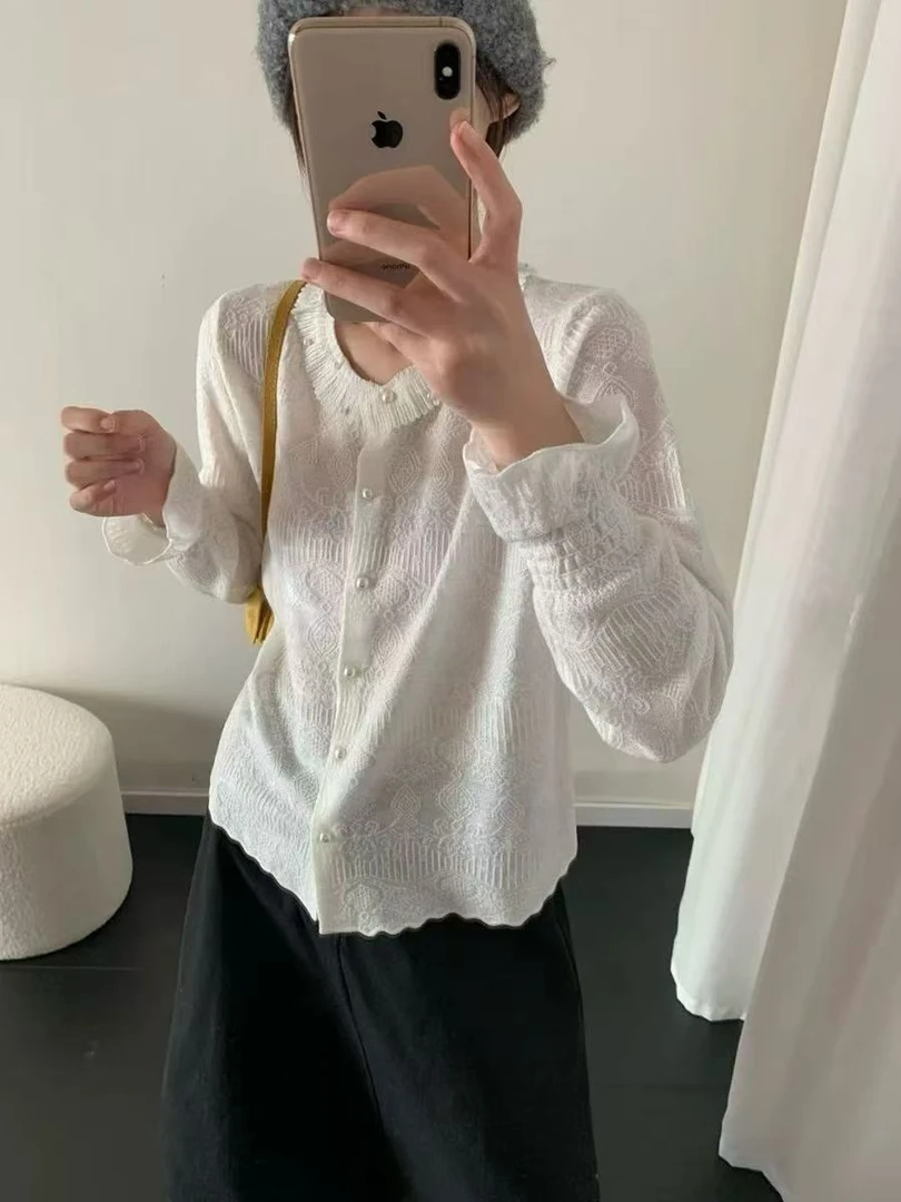9251千炫家女装新款设计感蕾丝花边领时尚上衣