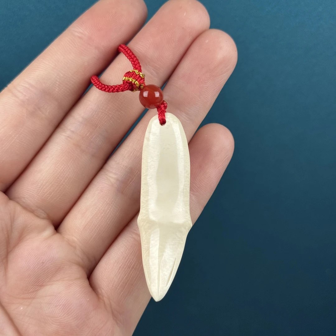 L4132 天然猛犸牙 雕刻牙尖 长度：48.8mm支持鉴定 假一罚四