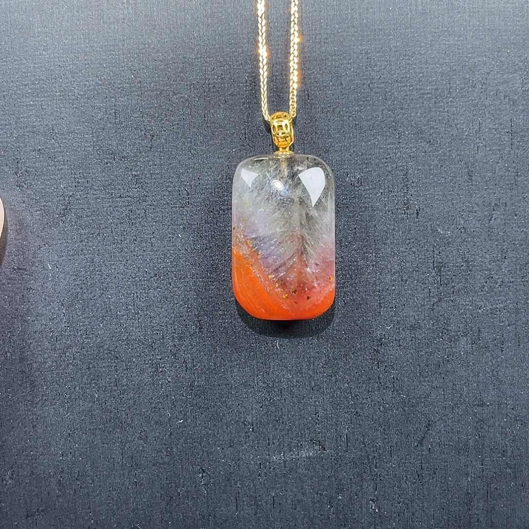 水晶18K金镶嵌珠宝半成品极光吊坠