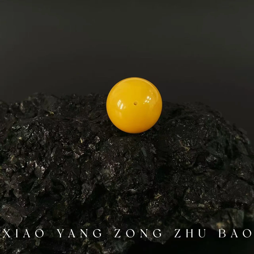 【小杨总珠宝】天然蜜蜡8mm满蜜鸡油黄圆珠单珠散珠高级感【一个装】