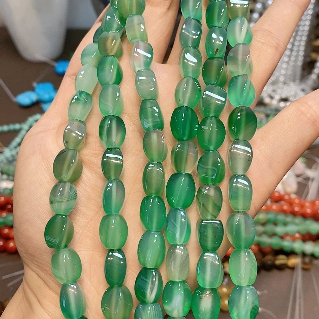 玛瑙/玉髓散珠天然绿玛瑙扭珠一条