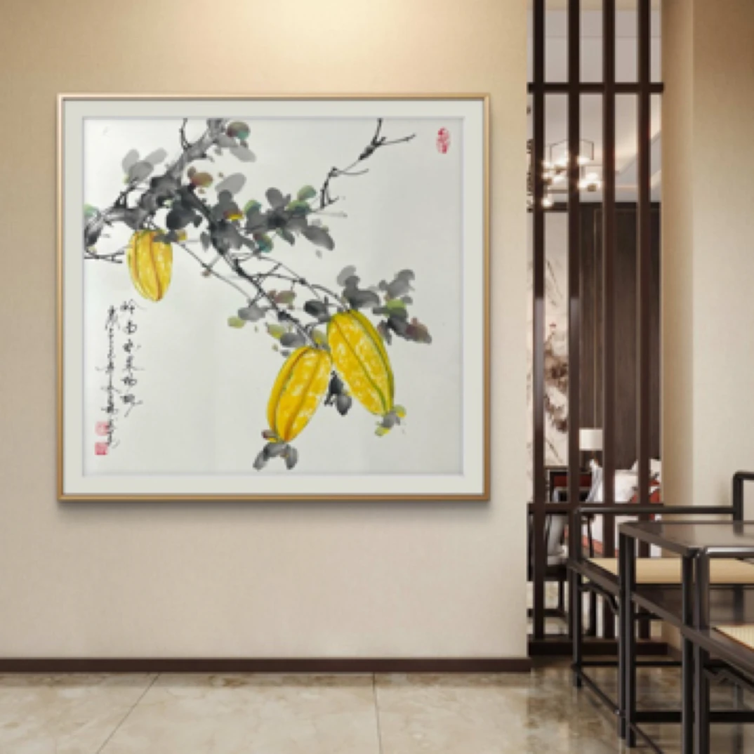 客厅玄关挂画三尺斗方50X50Cm杨老师手绘作品纯画芯未裴裱不带框