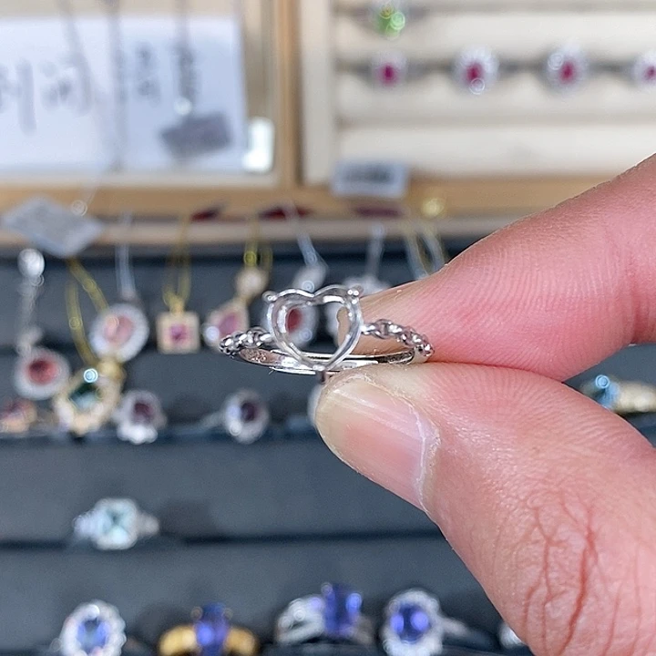 海蓝宝石戒圈银S925镶嵌?****?