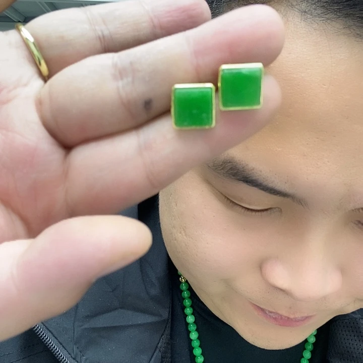 翡翠颈饰14K金镶嵌395耳钉