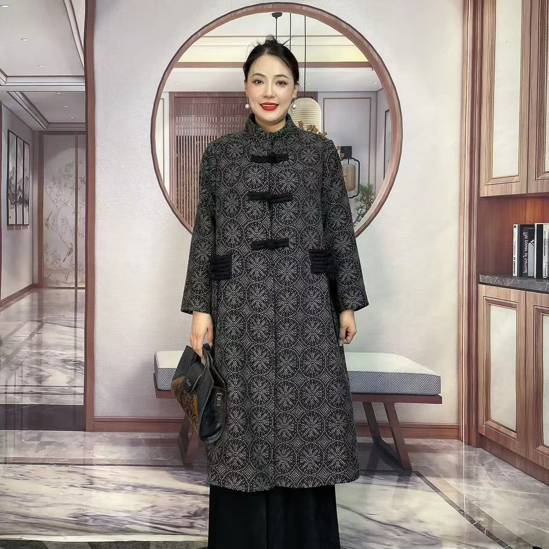 W27026古典中式盘扣风衣