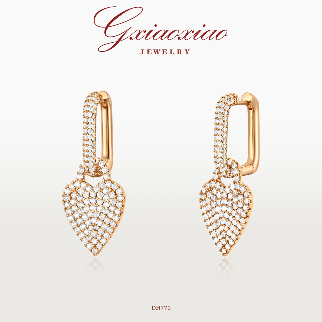 G XIAOXIAO 镀K金 轻奢高级感满镶爱心耳环 DH770