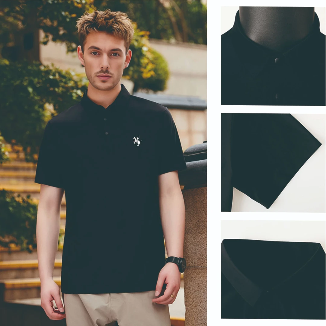 PAULO PEDRO/保罗彼得夏季男士无痕压胶凉感休闲商务POLO衫透气01