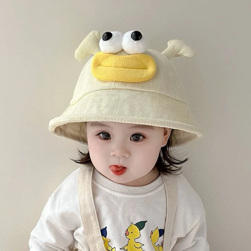 宝宝帽子春秋季薄款男女儿童渔夫帽可爱超萌夏天防晒帽遮阳盆帽潮