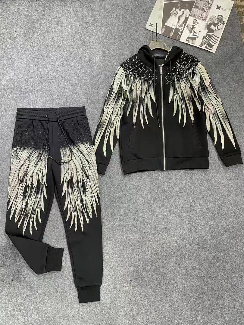 11906# 新款潮牌烫钻豹子满钻短袖T恤男大码潮宽松韩版半袖t恤