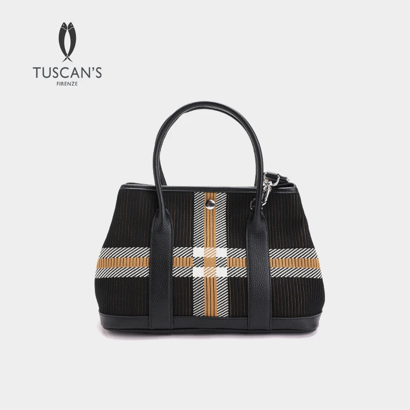TUSCAN'S轻奢气质百搭撞色花园包女款通勤格纹手提包时代双鱼
