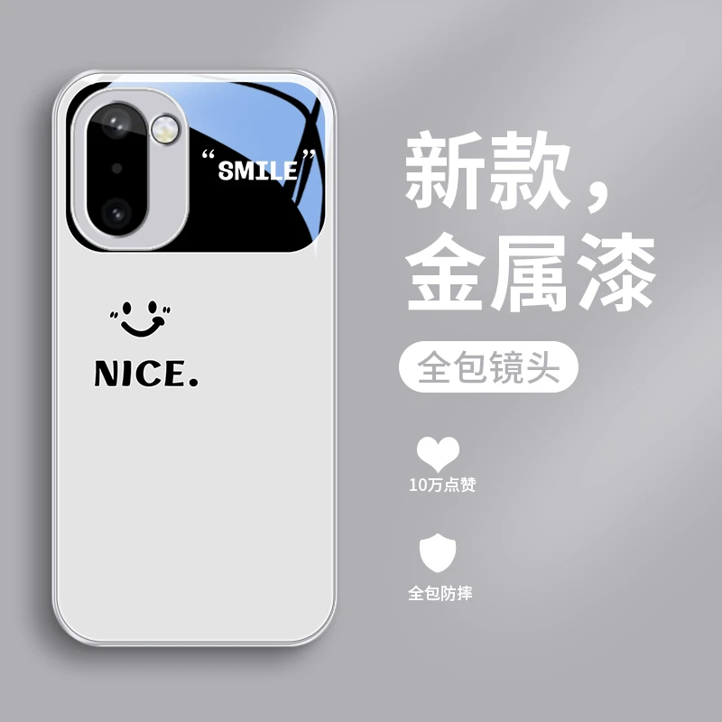 Nice视窗适用一加Ace6T手机壳1加ace6t简约玻璃壳金属漆保护套男