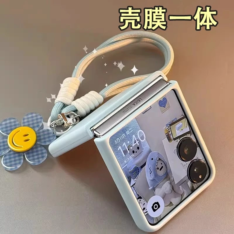 适用小米mixflip2折叠屏手机壳膜一体小清新简约蓝超薄肤感保护套