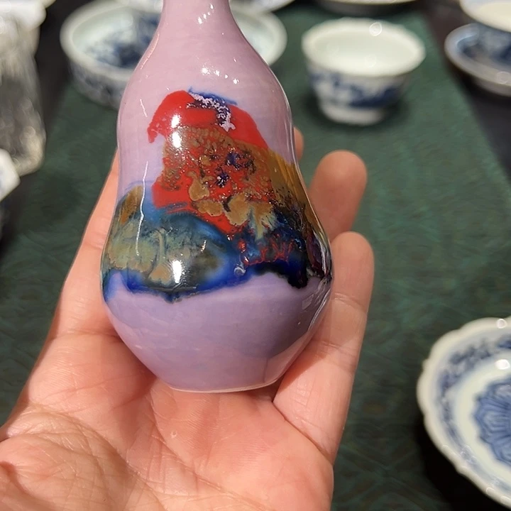 纯手工胎高温颜色釉小花瓶