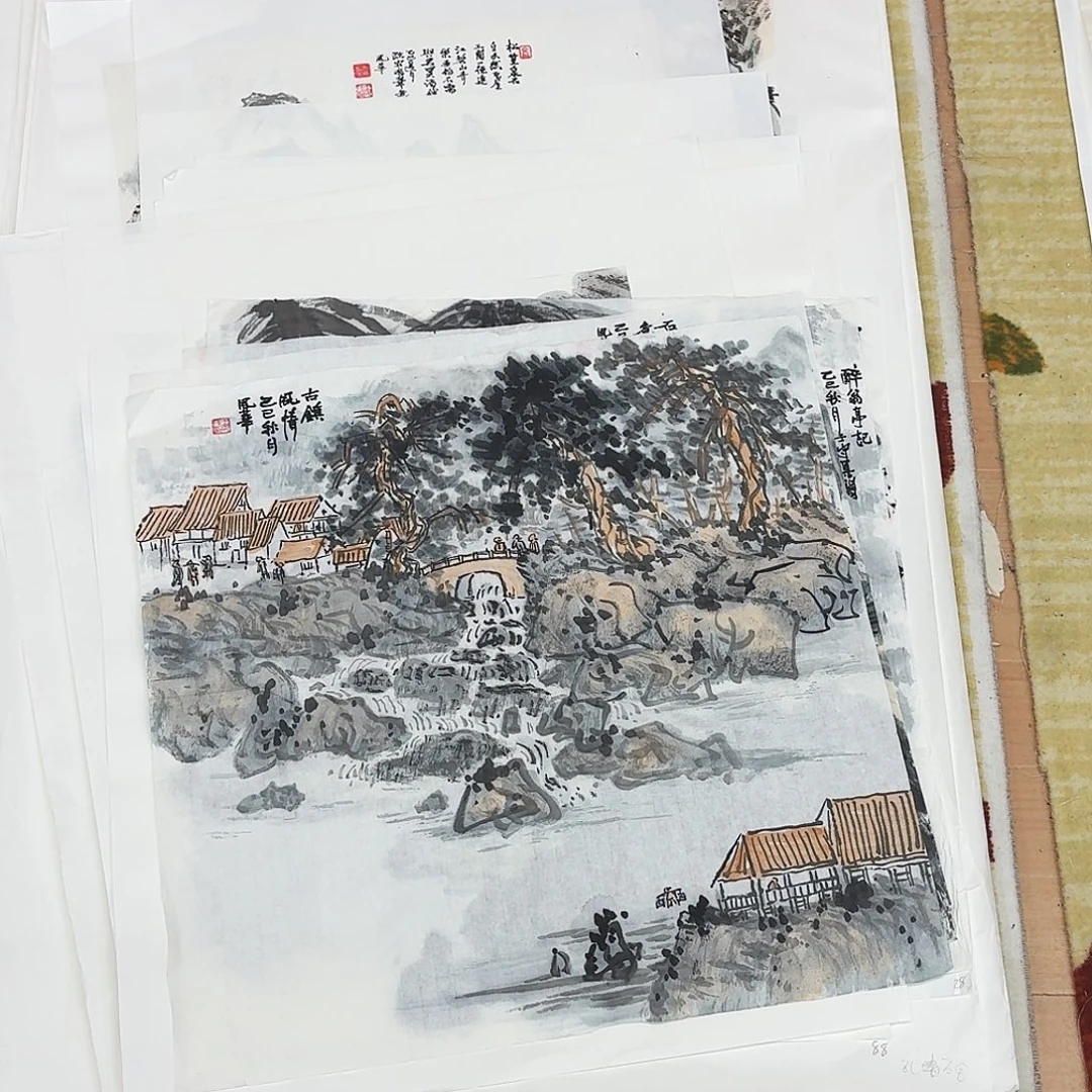 国画三尺斗方手绘作品50.50