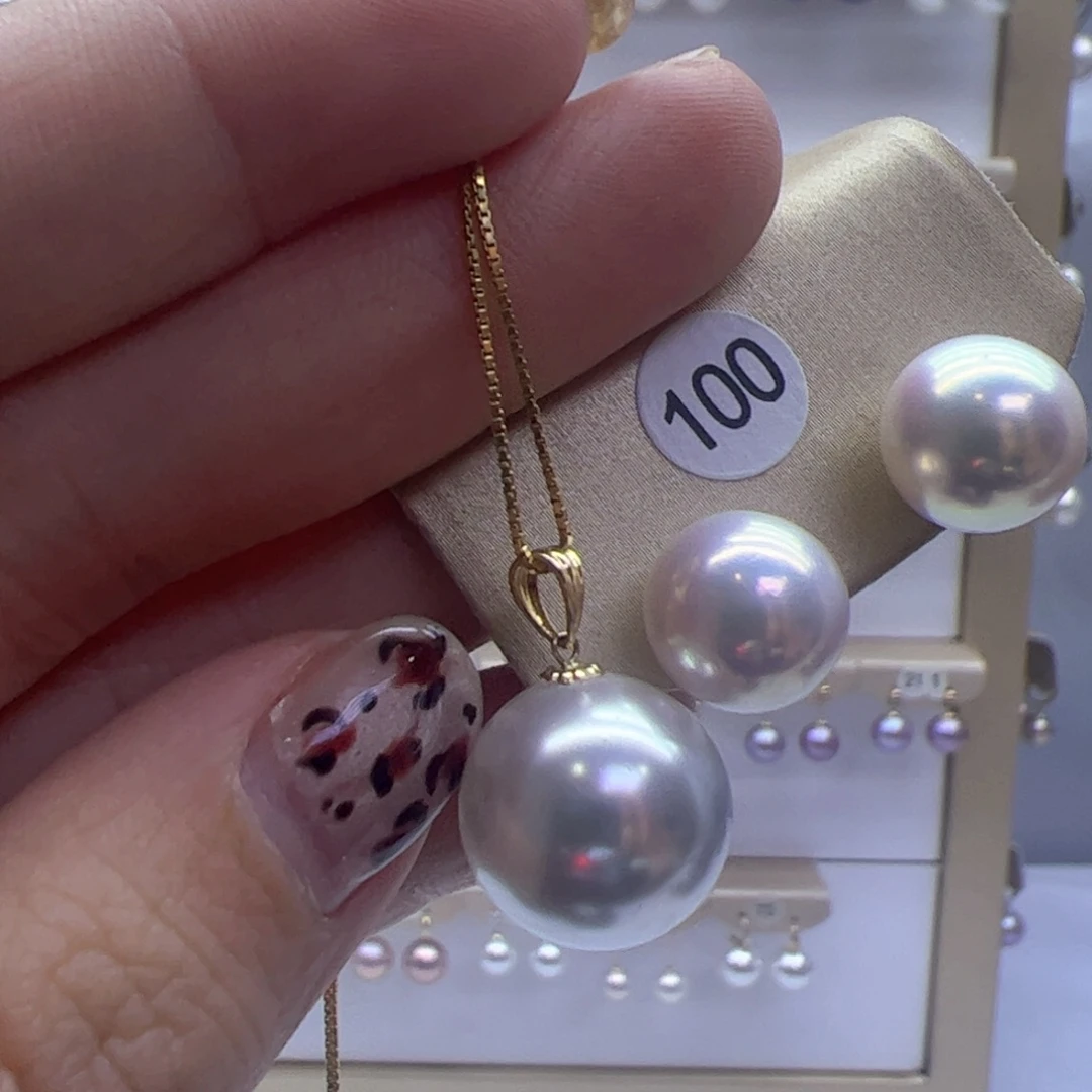 淡水珍珠吊坠(赠链)18K金镶嵌