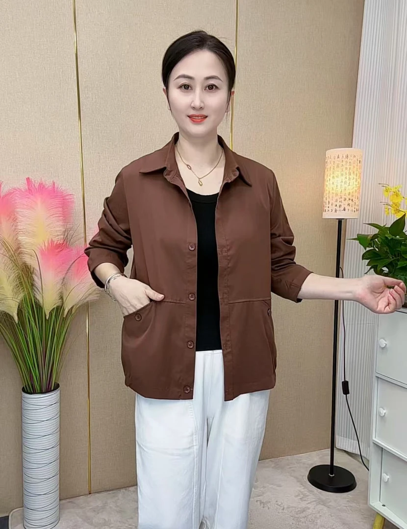 2025春夏季新品短外套妈妈装时尚显瘦纯色小个子百搭休闲原创上衣