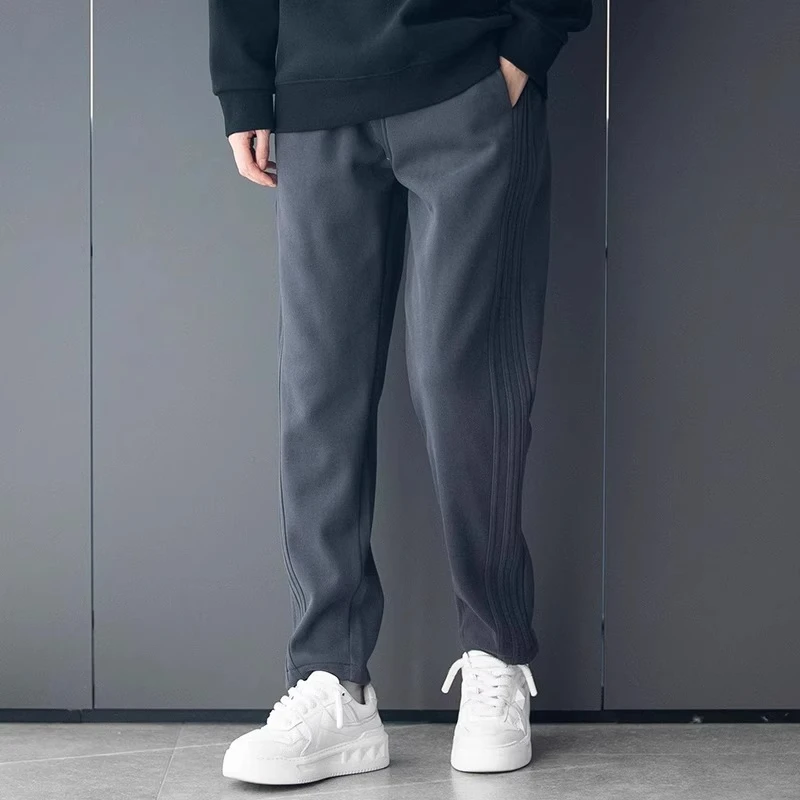 仓石一树重磅休闲裤男士春秋冬2025新款宽松直筒卫裤加绒加厚裤子