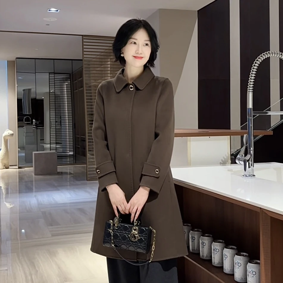时尚轻奢秋冬双面羊毛女士大衣5051