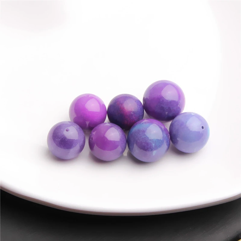 老料玉华蓝紫夜樱幻彩15MM圆珠散珠 K0105 多样性发一