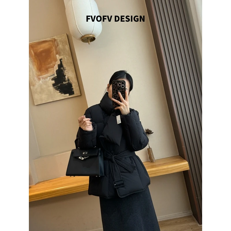 FVOFV【大小姐】气质款！围脖显瘦气质90白鸭绒保暖锁温羽绒服H2152