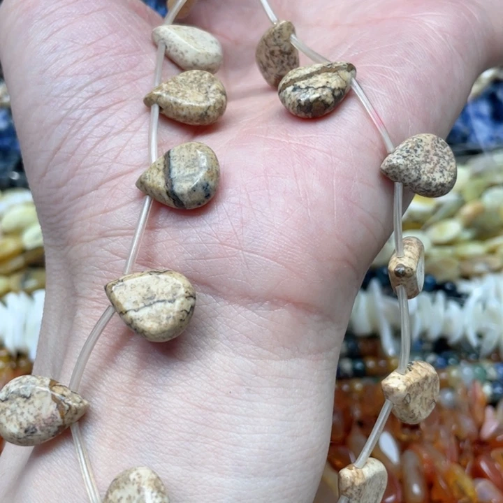 玛瑙/玉髓合金珠宝半成品一条12mm图画石水滴