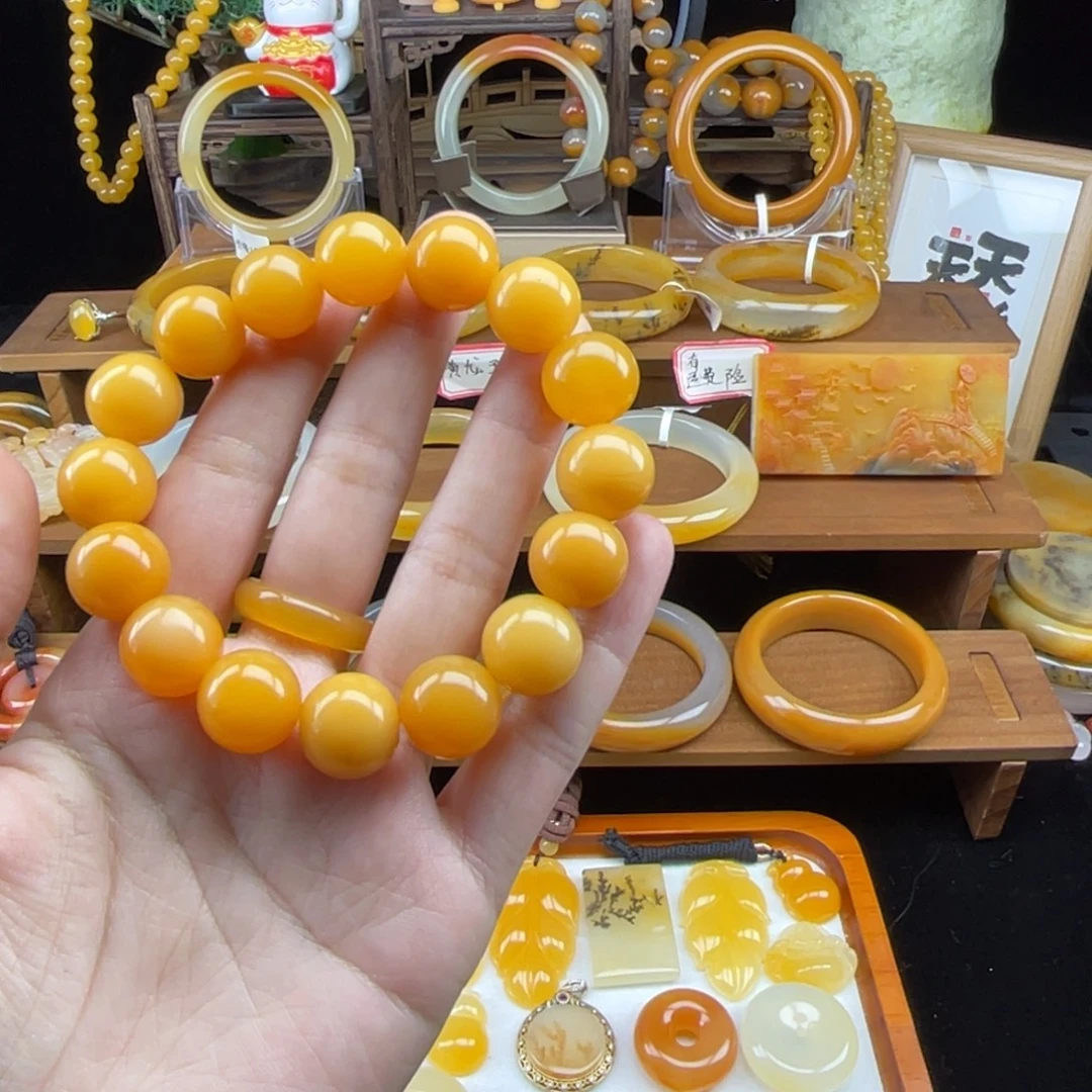 石英质玉（黄龙玉）未镶嵌手链缅黄手串