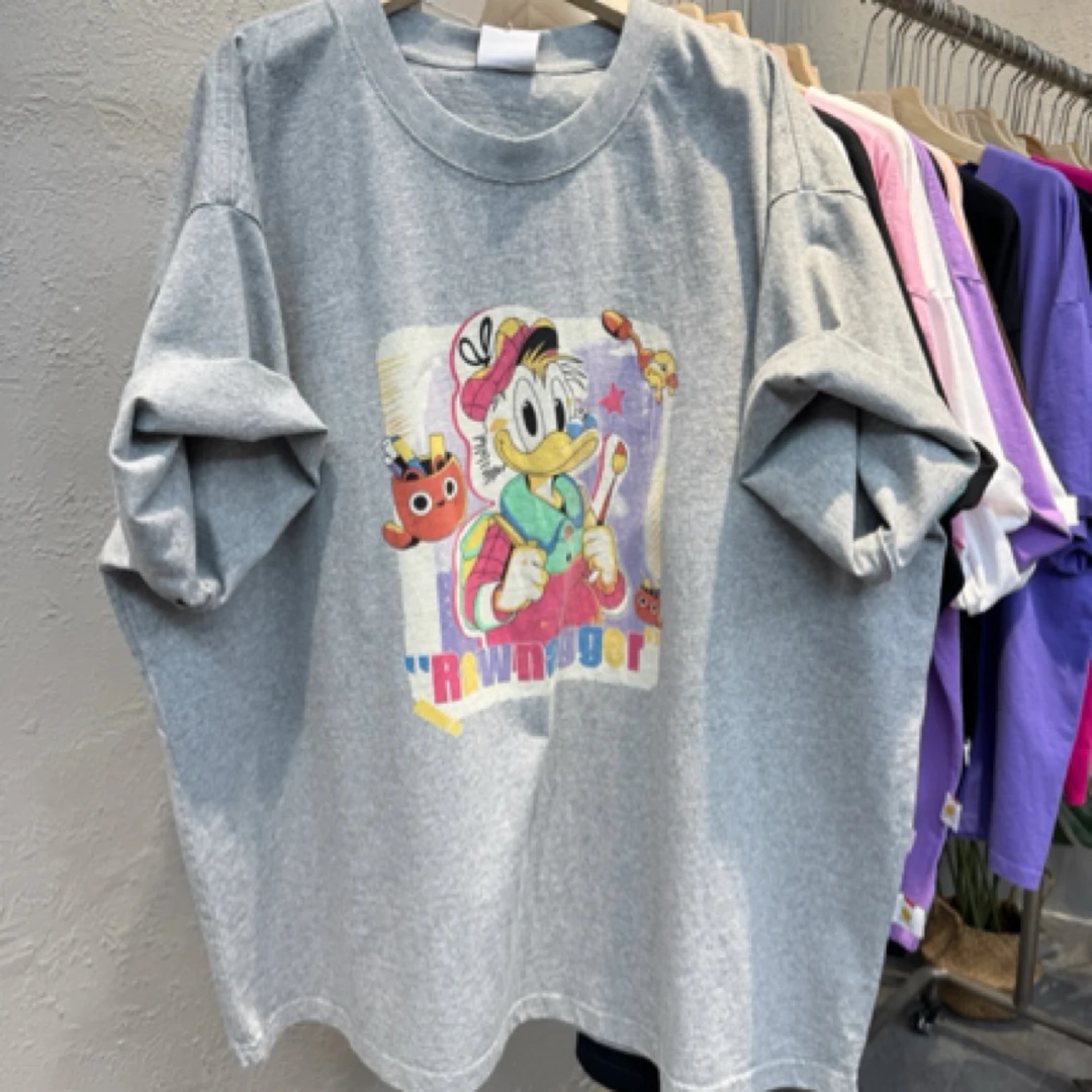 9165夏季新款韩版唐老鸭无感印花宽松大版休闲圆领短袖T恤女