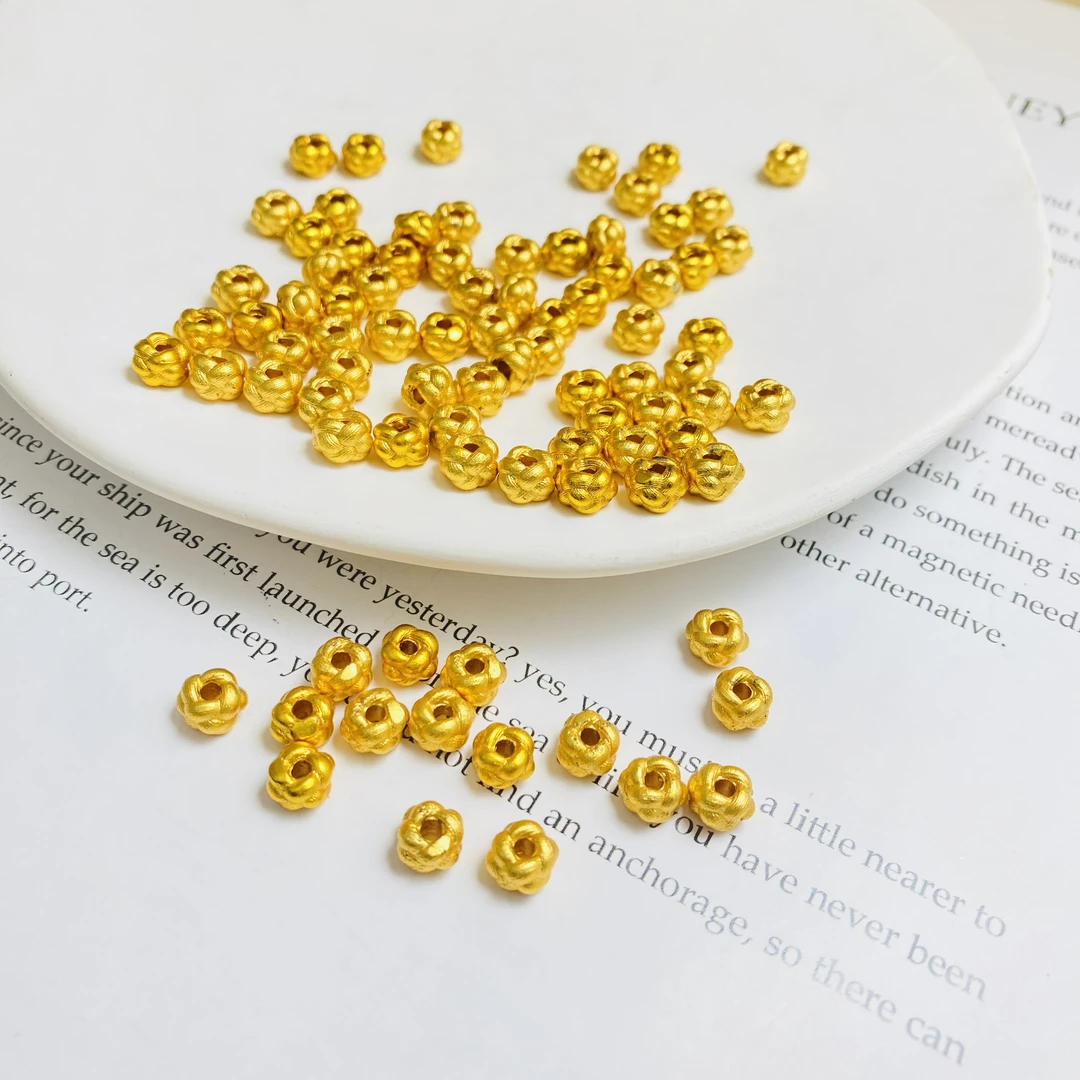 金色绣球珠隔珠麻花球顶珠手链项链手工diy散珠配件约6*5mm